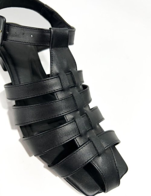 Sandália Gladiadora Couro - Preto