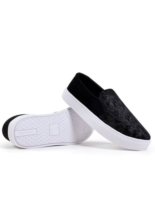 Slipper Nobuck - Preto com Brilho