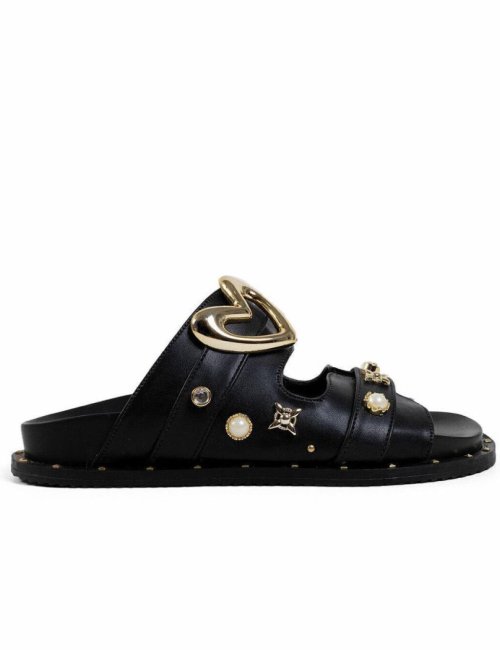 Papete Confort com Aplicações e Detalhes Dourados - Preta