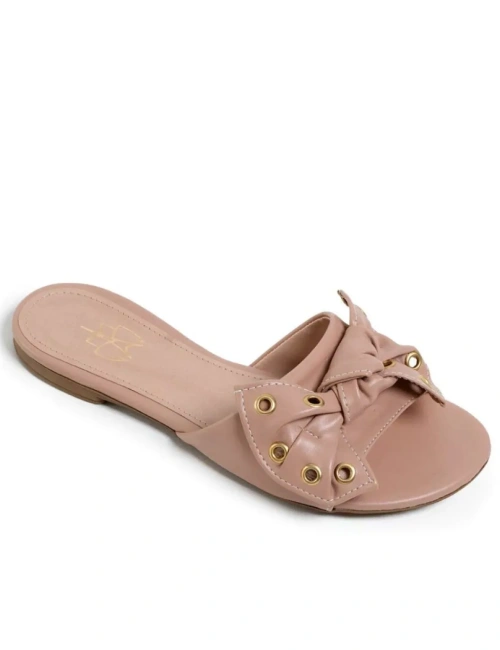  Rasteira Laço Feminina Detalhes Ilhós – Nude