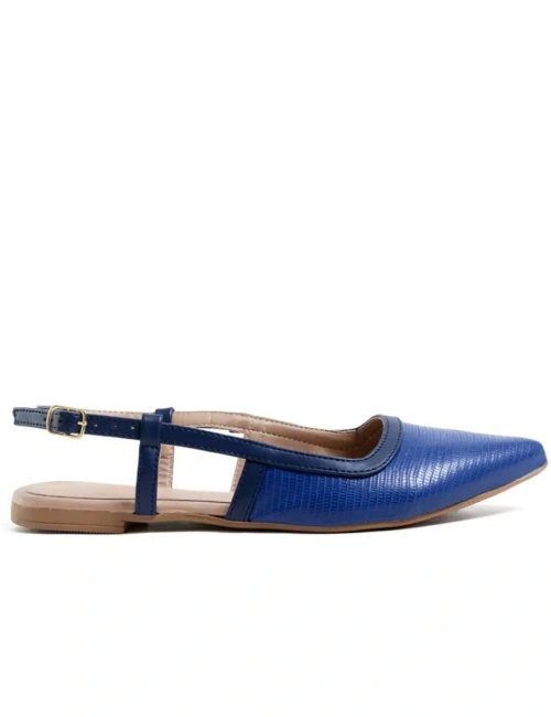 Slingback Feminino Lizard Fivela – Azul Marinho