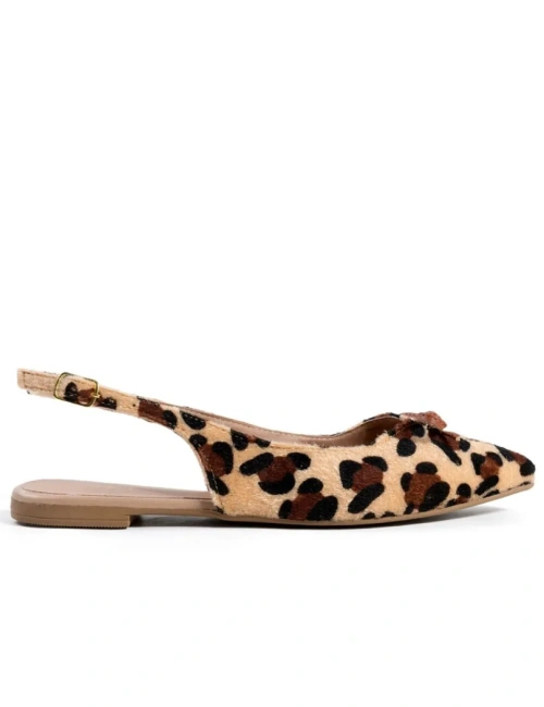  Slingback Feminino Onça Laço – Caramelo