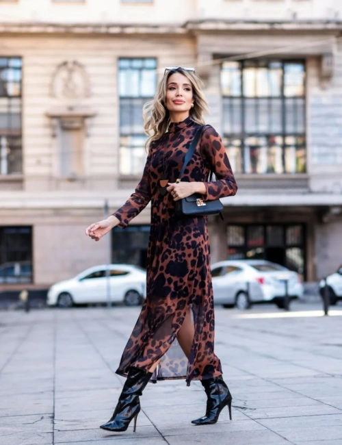 Vestido Finlândia Tule Leopardo – Preto