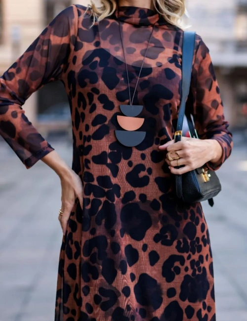 Vestido Finlândia Tule Leopardo – Preto