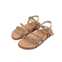 Papete Tiras Finas Strass - Nude