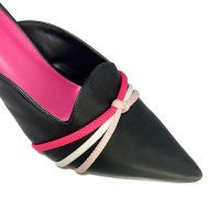 Tamanco Bico Fino Tiras em Corda - Preto 