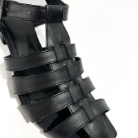 Sandália Gladiadora Couro - Preto