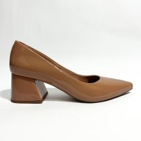 Scarpin Salto Bloco Verniz - Nude