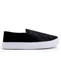 Slipper Nobuck - Preto com Brilho