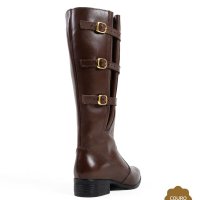 Bota Cano Longo Feminina Couro com Fivela – Marrom