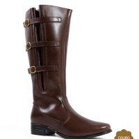 Bota Cano Longo Feminina Couro com Fivela – Marrom