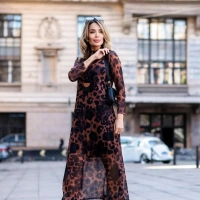 Vestido Finlândia Tule Leopardo – Preto