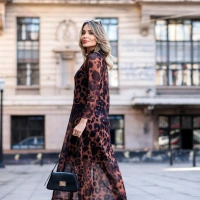 Vestido Finlândia Tule Leopardo – Preto