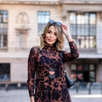 Vestido Finlândia Tule Leopardo – Preto