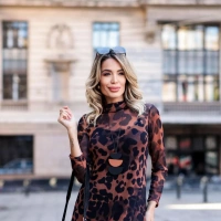 Vestido Finlândia Tule Leopardo – Preto