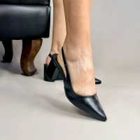 Scarpin Feminino Napa Salto Bloco 7 cm – Preto