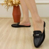 Mule Feminino Confort Detalhe Fivela – Preto